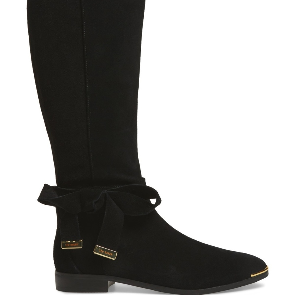 Designer NEW Tall Riding Boots Suede Leather OrthoLite Comfort BLACK 10 - Picture 2 of 13